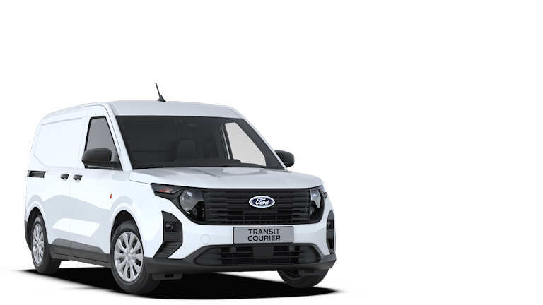 Ford Transit Courier bianco, vista da tre quarti anteriormente